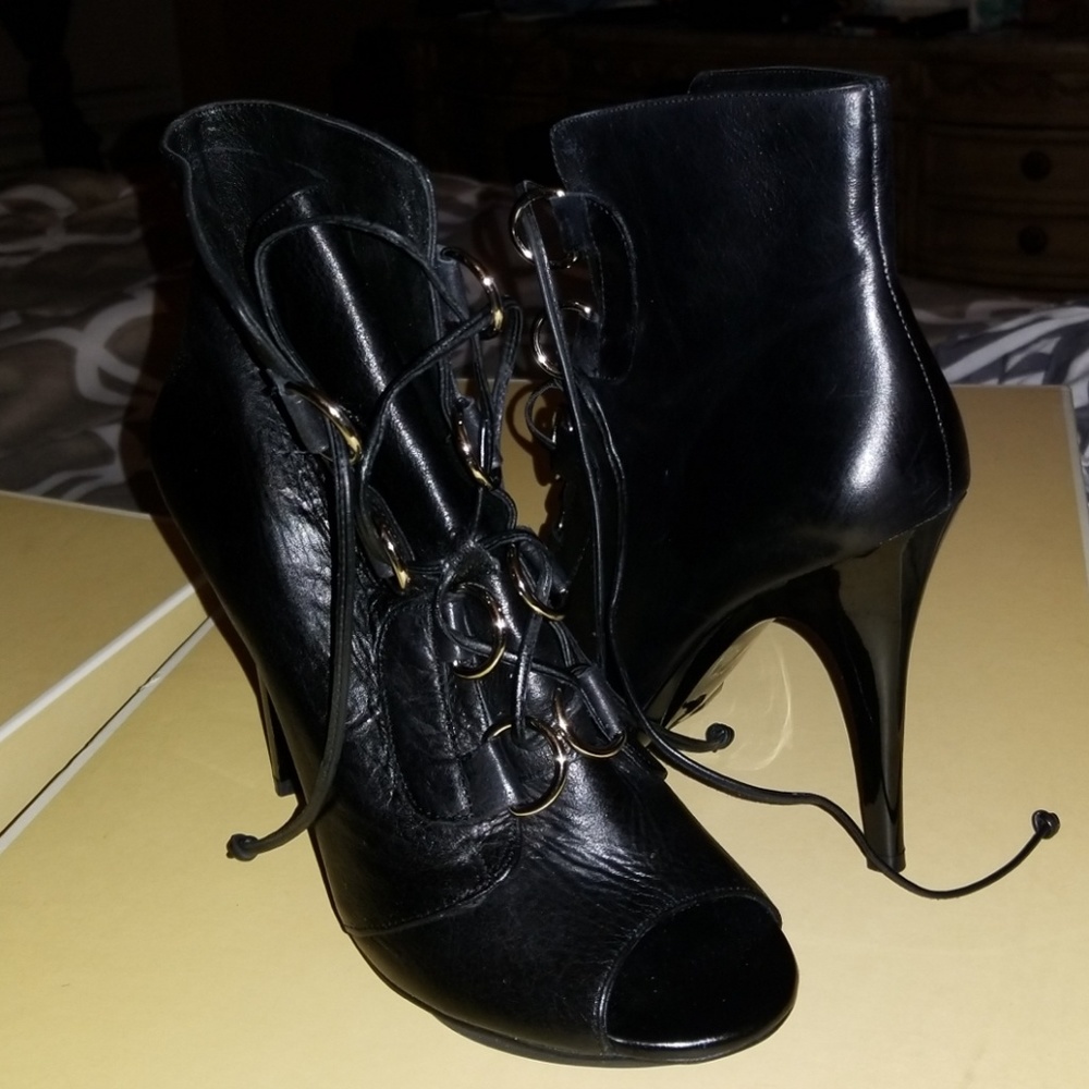Women's lace up peep toe booties